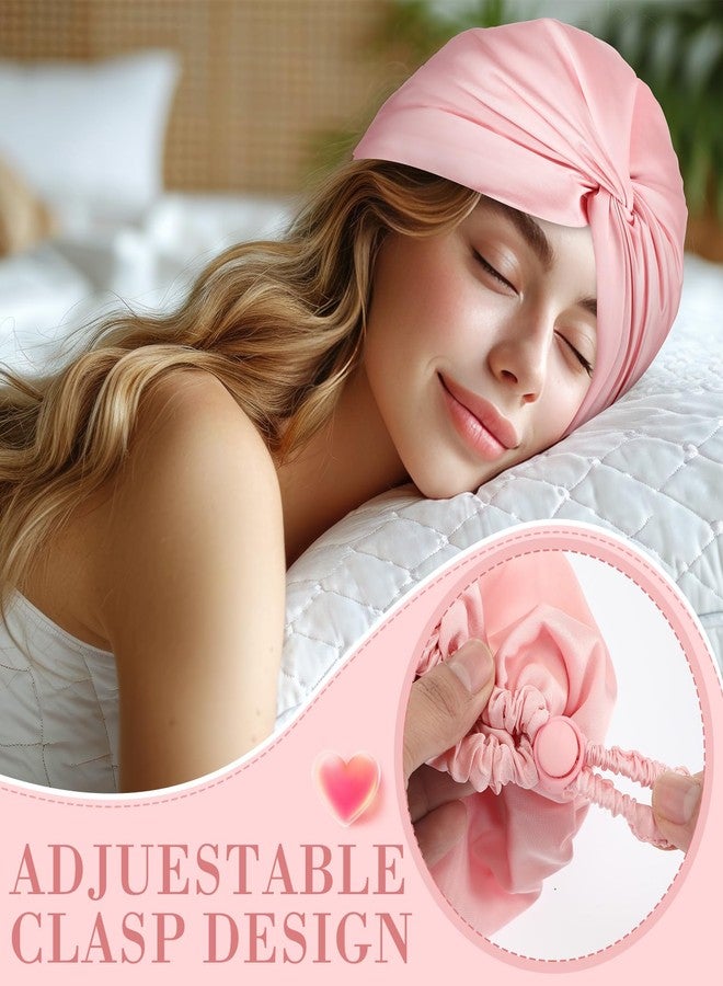 Maiteenly 4 Pcs Silk Satin Bonnet for Sleeping Double Layer Hair Wrap Night Sleep Cap Turban for Women Gift Long Curly Straight Hair(Light Color) - Image 4